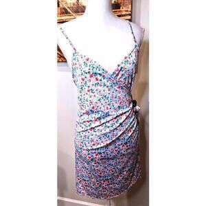 Wonderlux Dainty Floral Side Tie Wrap Mini Dress Size M  #368